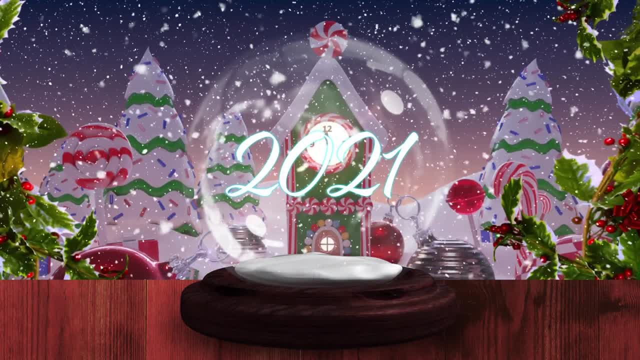 겨울 풍경의 여러 나무에 대한 눈 지구의 텍스트 2021년 주위의  ⁇ 별