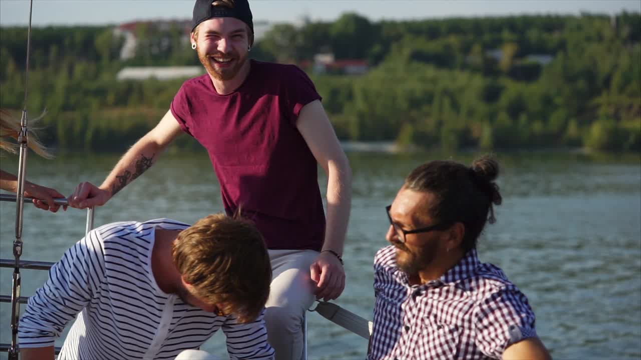 Friends enjoying a sunny day on a boat