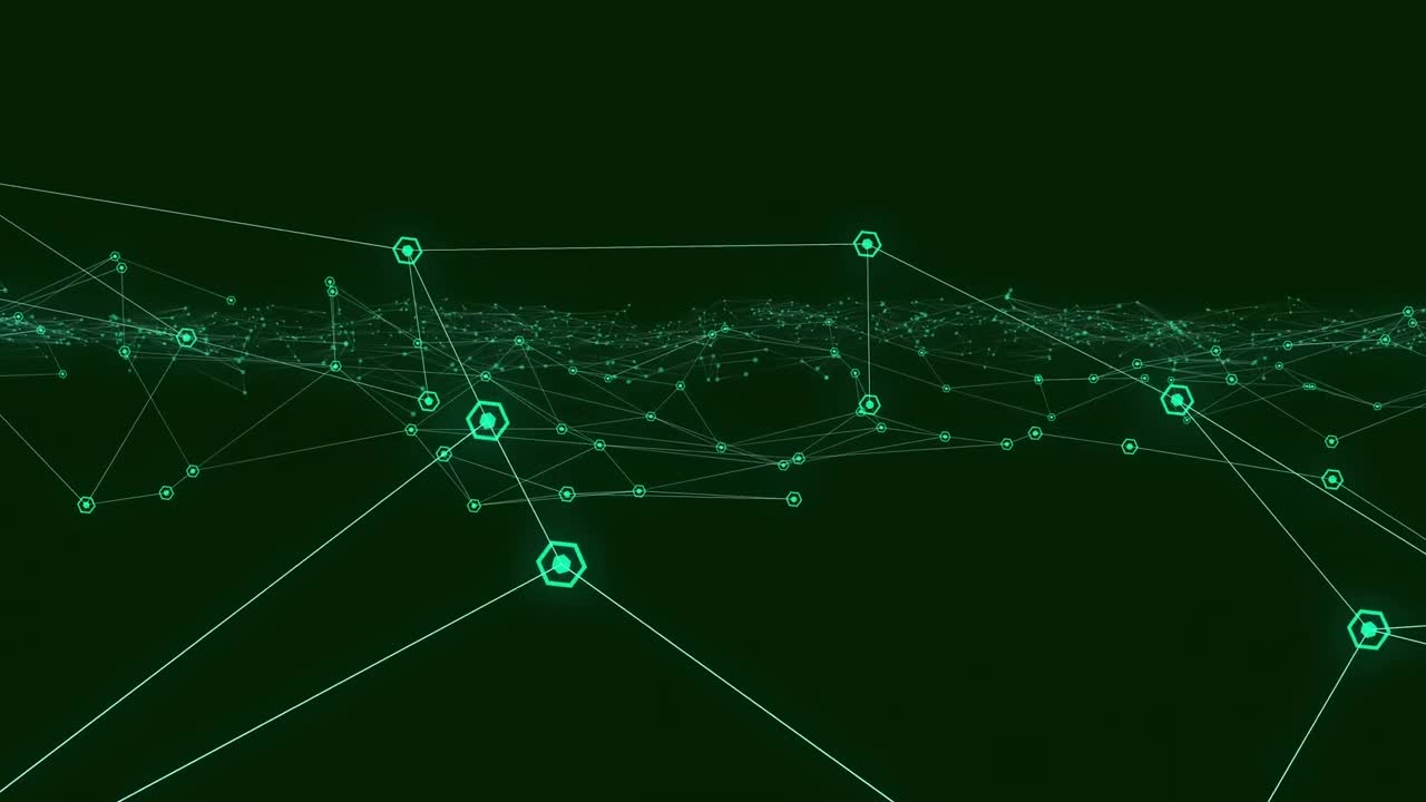 Animation of network of connections on black background