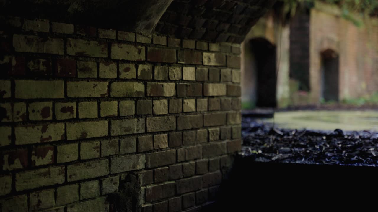Tomogashima island abandoned ruins, red brick artillery battery structure