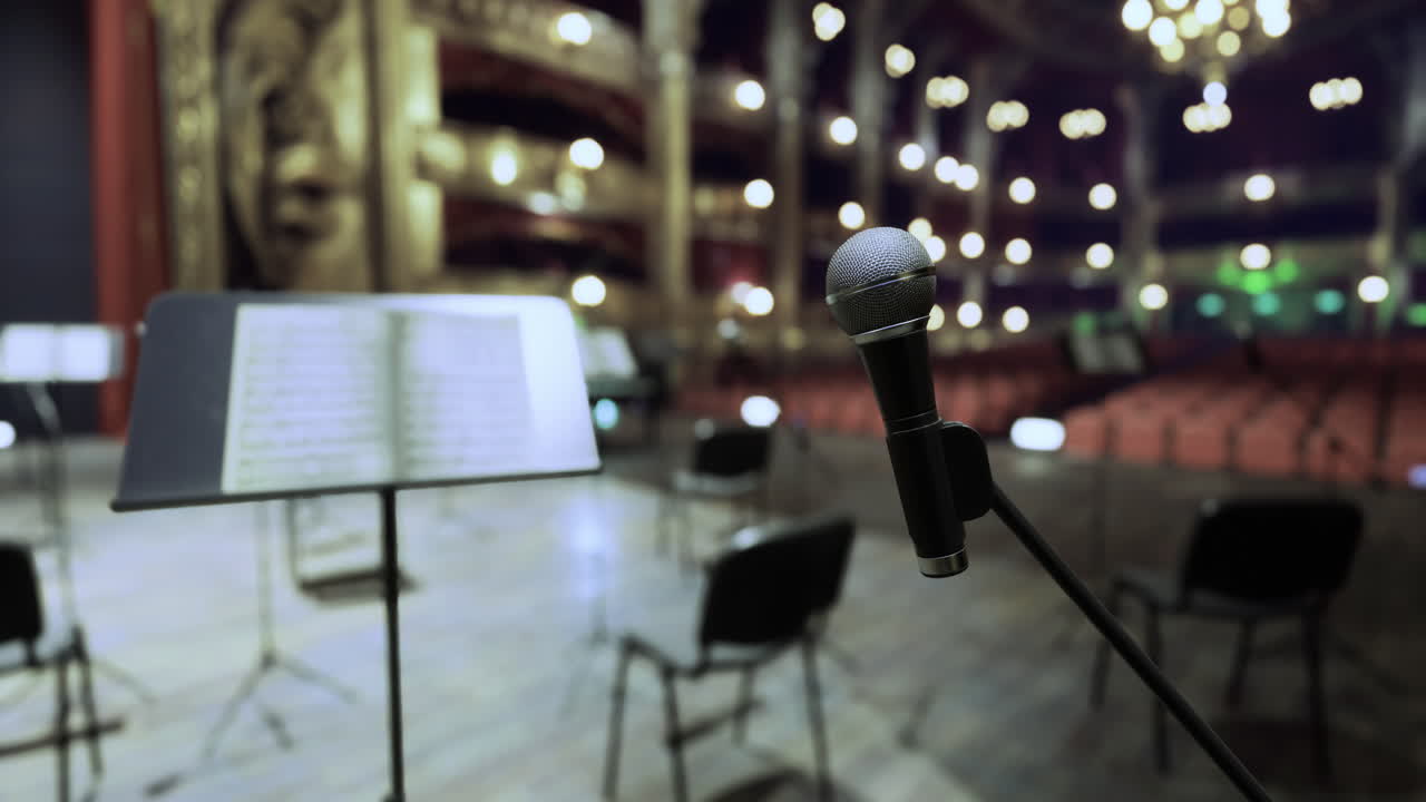 Preparation for a performance in an elegant theater setting