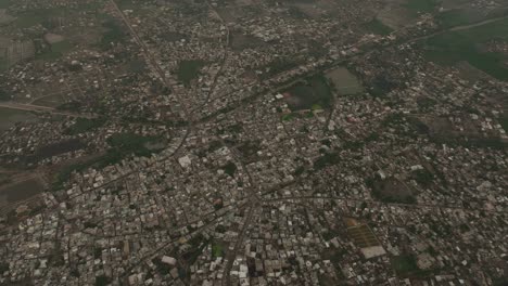 aerial view of badin, pakistan's dense urban grid