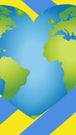 animación de corazones, flechas y tierra en forma de corazón sobre la bandera de ucrania