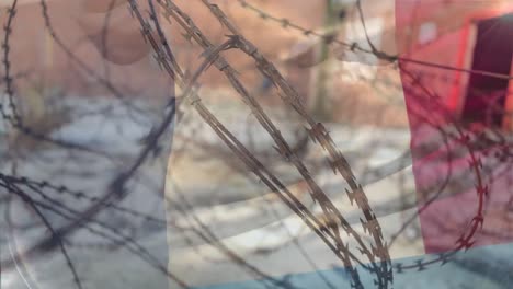 Barbed-wires-against-France-flag