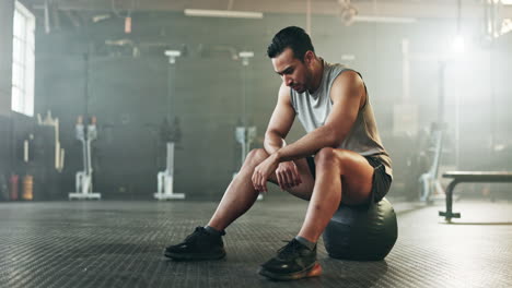 ejercicio, respiración y sudoración con un hombre cansado