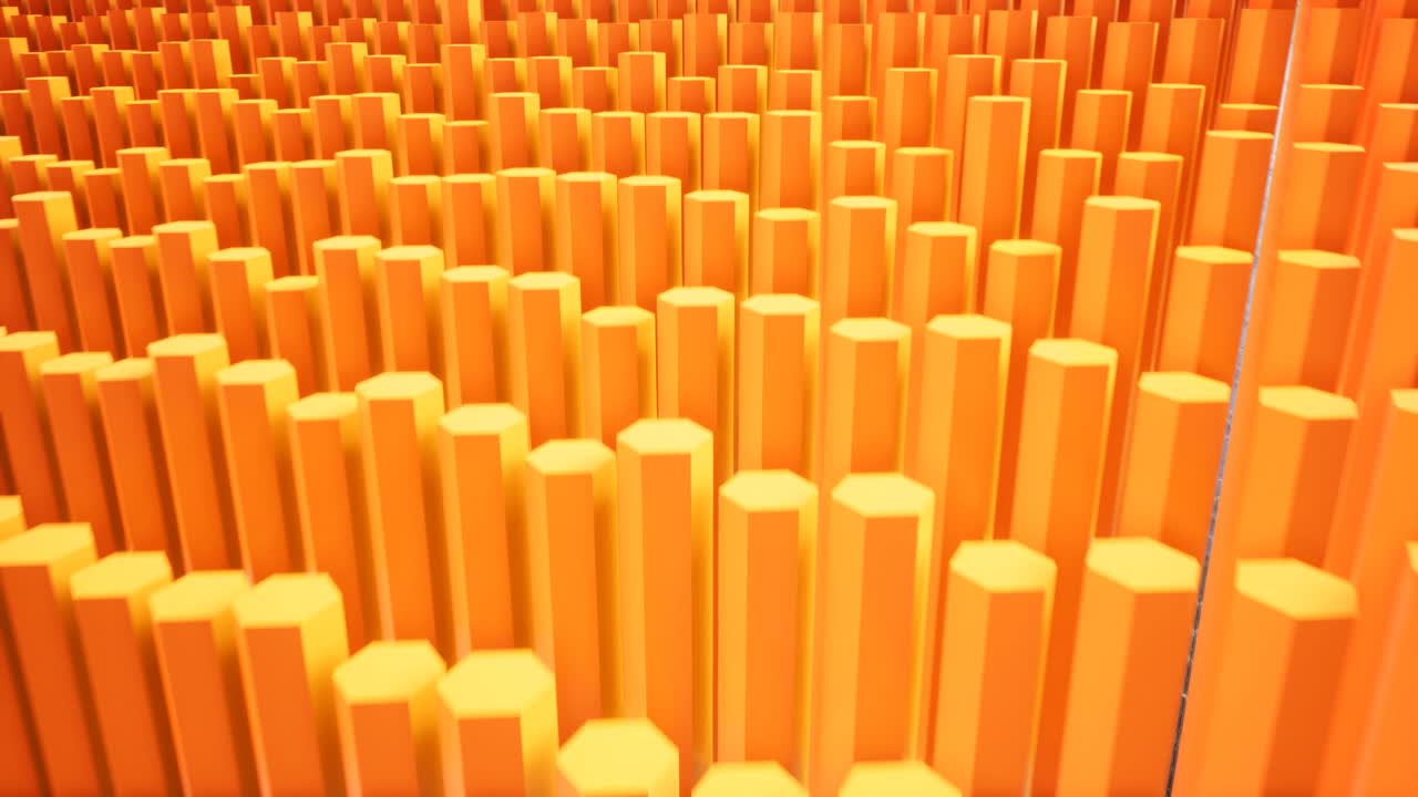 6각형은 파동을 형성합니다. 추상적인 오렌지색 배경 4k