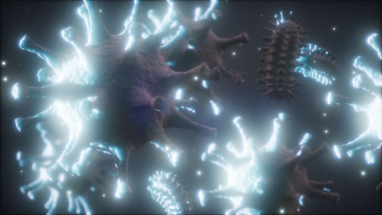 박테리아, 바이러스, 세균, 미생물 세포를 현미경으로 깊이 관찰합니다.