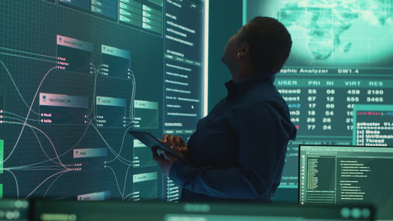 Governmental hacker investigates cyber incidents and monitoring security threats