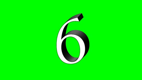 number 6 six animation green screen