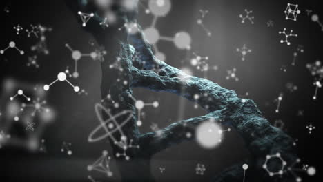animation of molecular structures rotating over dna helix