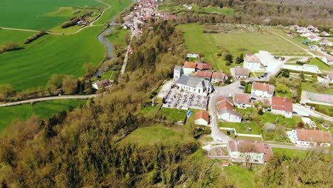 top view of the chapel cemetery and town