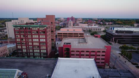 Uncovered-parking-lot-aerial-in-Rockford-Illinois-Downtown