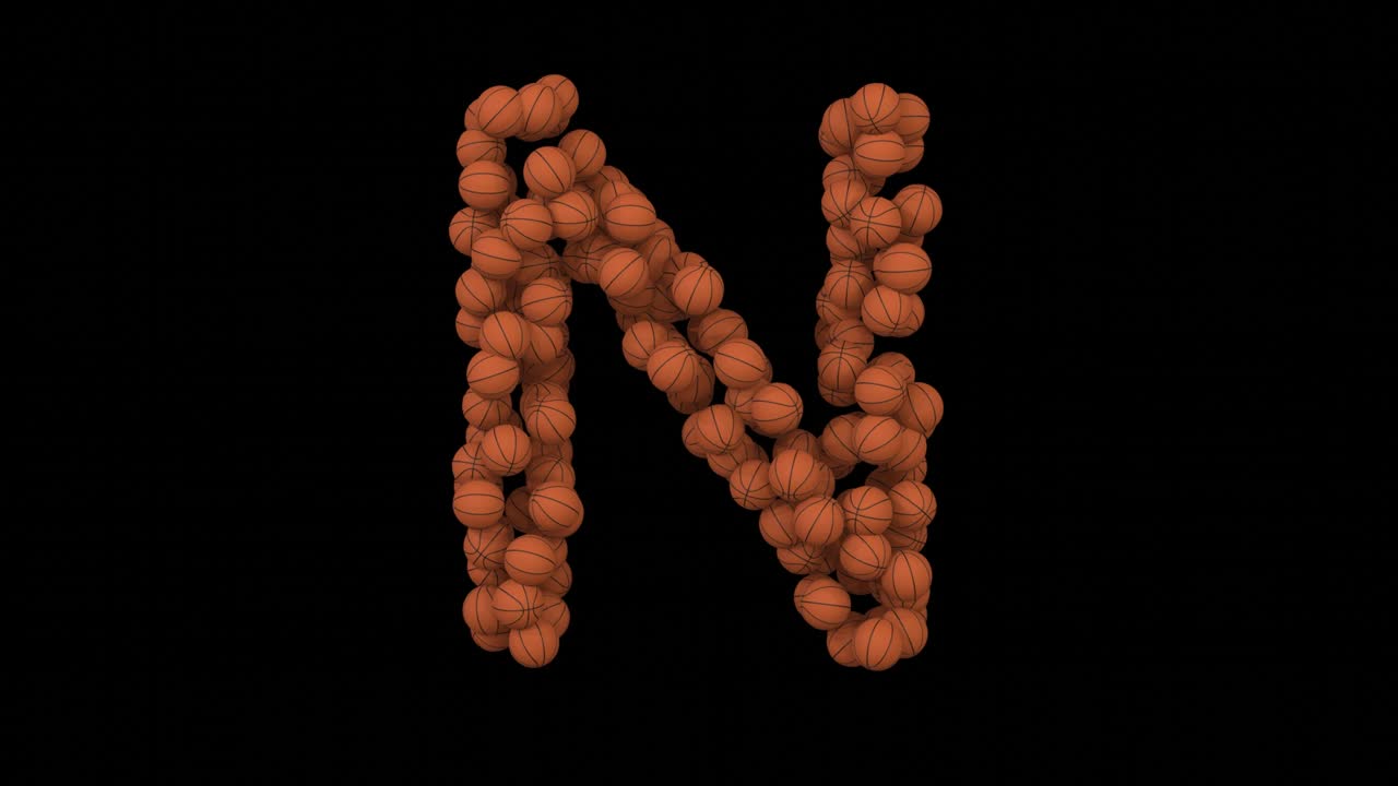 animación de bucle de baloncesto letra n