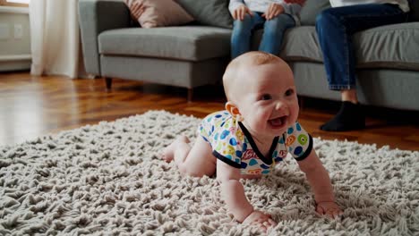 baby crawling on carpet
