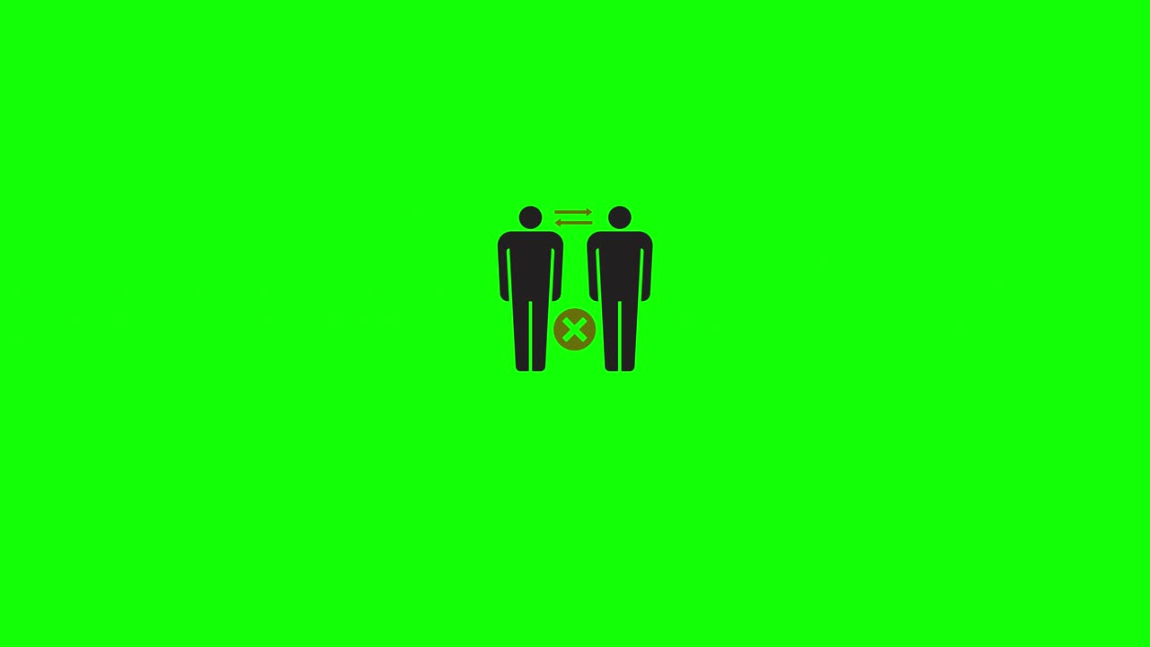 녹색 화면 4k에서 코로나바이러스 확산을 막기 위한 사회적 거리두기에 대한 비디오 설명