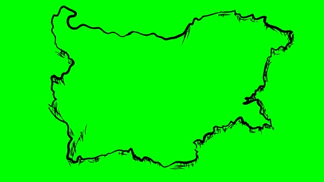 bulgaria dibujo contorno mapa en pantalla verde tablero blanco aislado