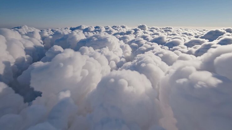 A serene video capturing fluffy clouds from above, evoking a sense of tranquility and freedom