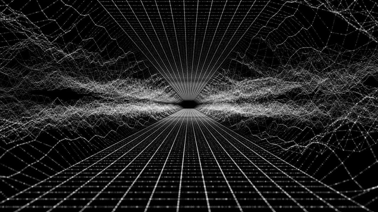 Glow digital landscape with particles