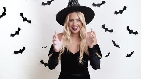 happy halloween witch costume portrait