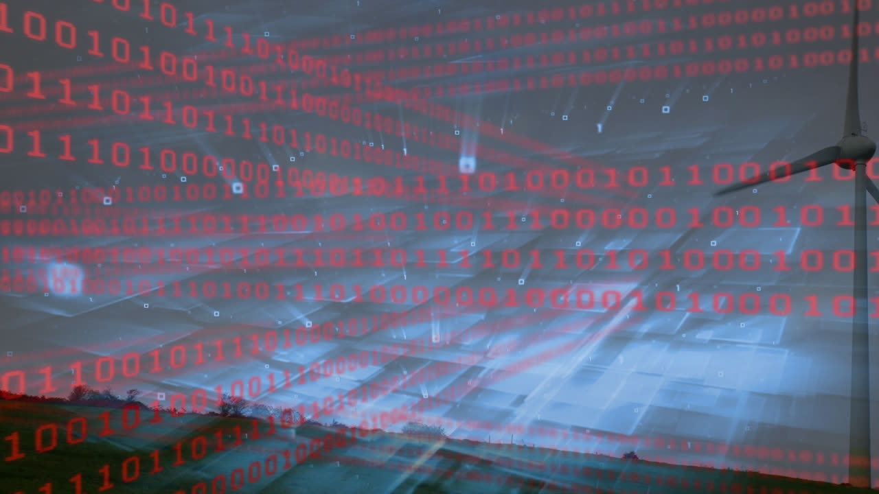 풍력 터빈에서 데이터 처리의 애니메이션