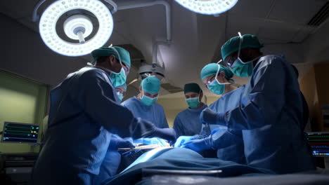surgical team performing an operation in an operating room