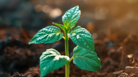 una pequeña planta que crece fuera del suelo