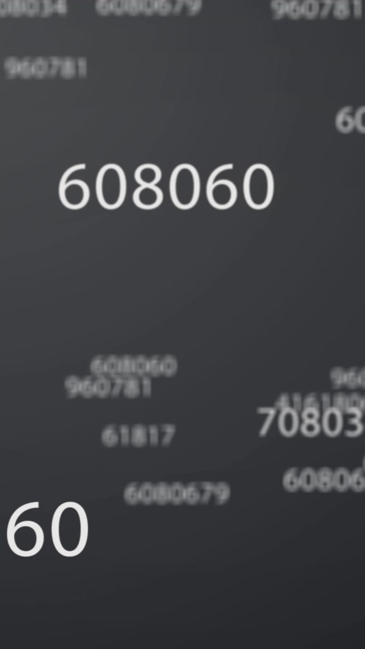 Animation of white numbers changing and processing on grey background