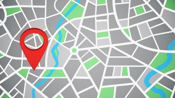 Geographical location with a pin marker
