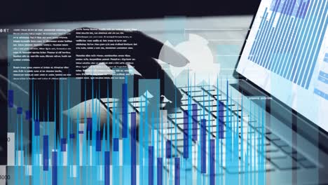 Animation-Der-Datenverarbeitung-Und-Statistikaufzeichnung-über-Laptop