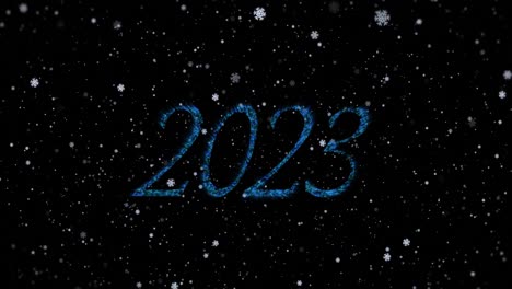 Animation-of-snow-falling-over-2023-text