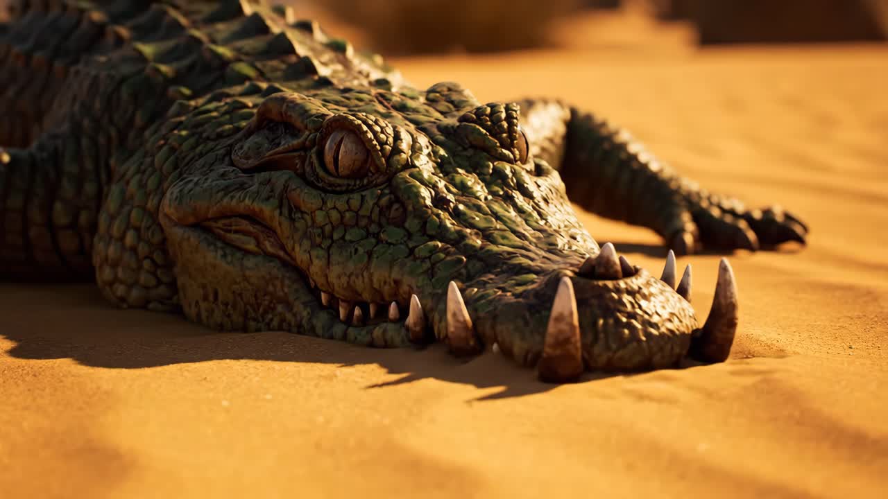Crocodile Resting on Sand