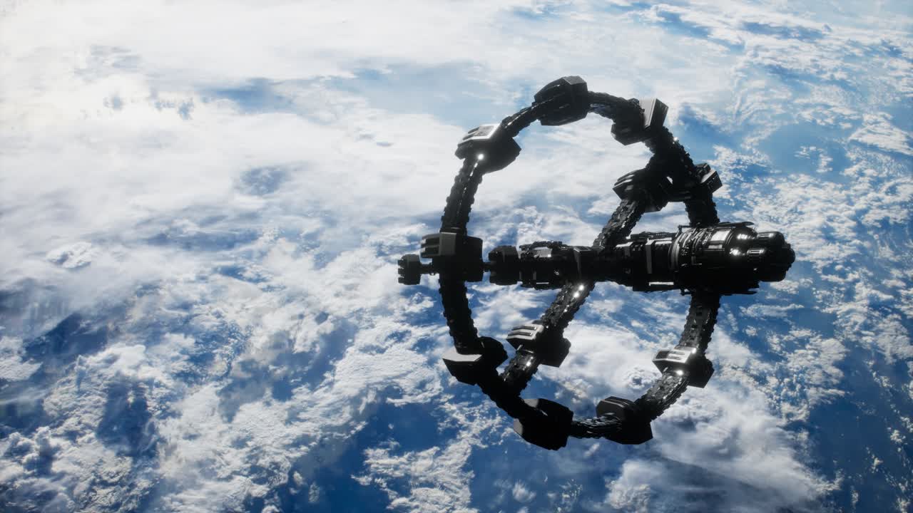 지구와 외계 우주 정거장 iss