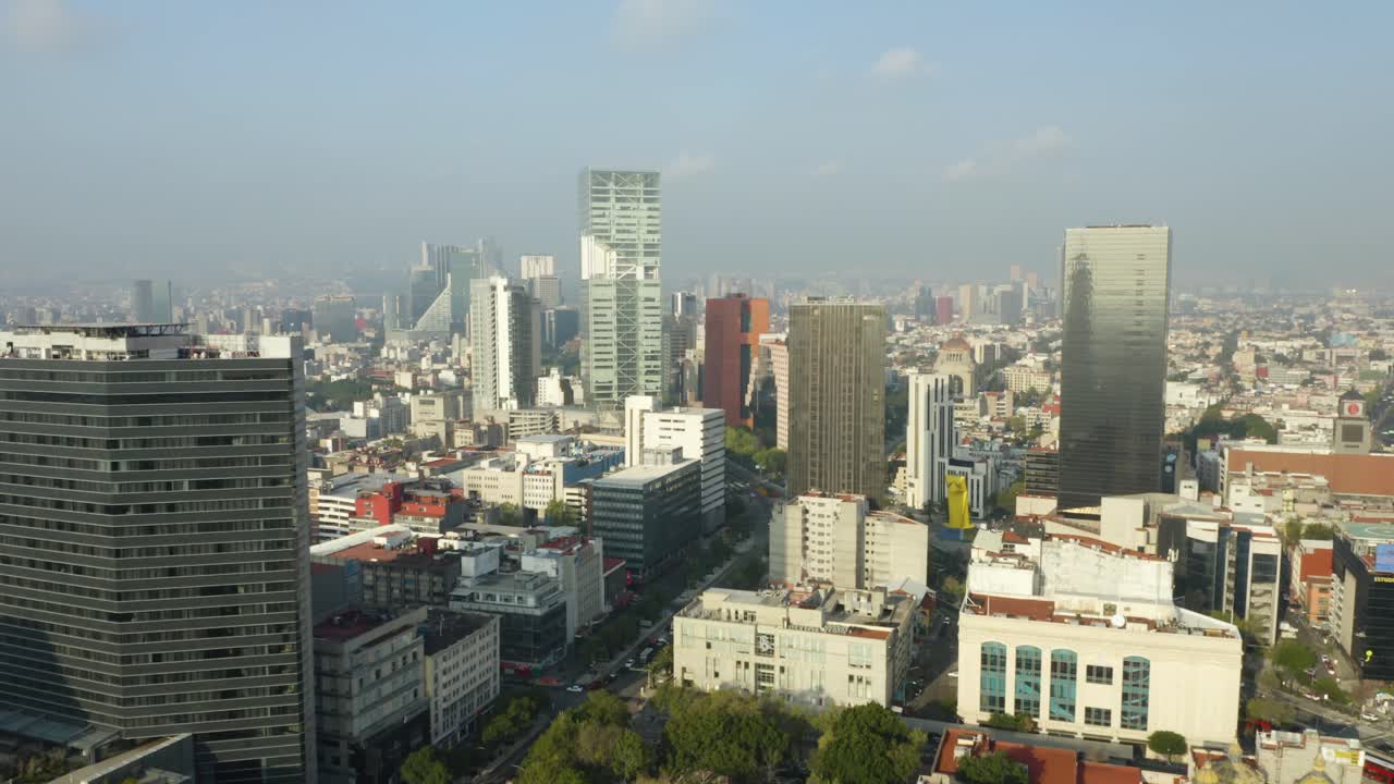 Modern Buildings in Mexico City's Centro Historic District, Monument to the Revolution in Background