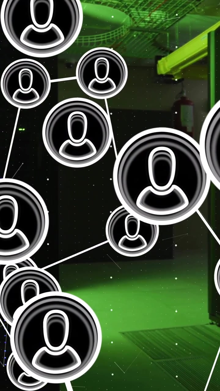 Animation af forbindelser med personikoner og databehandling over computerservere