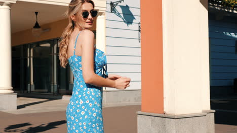 woman in a floral dress