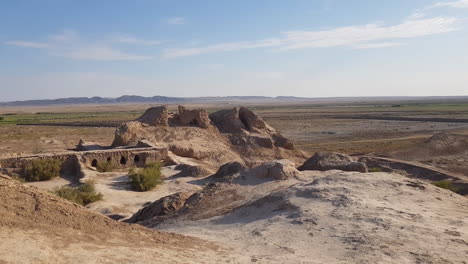 ruins of toprak kala, ancient capital city of chorasmia in kyzylkum desert, uzbekistan