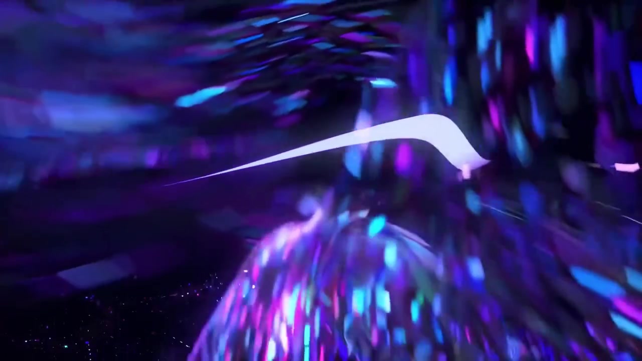 Abstract Digital Particles Flowing in Dynamic Neon Waves
