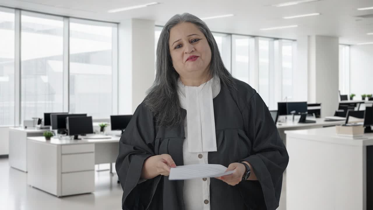 feliz abogada india de alto rango luchando el caso