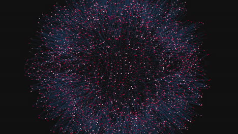patrón dinámico en espiral vibrante de puntos rojos y azules sobre fondo negro