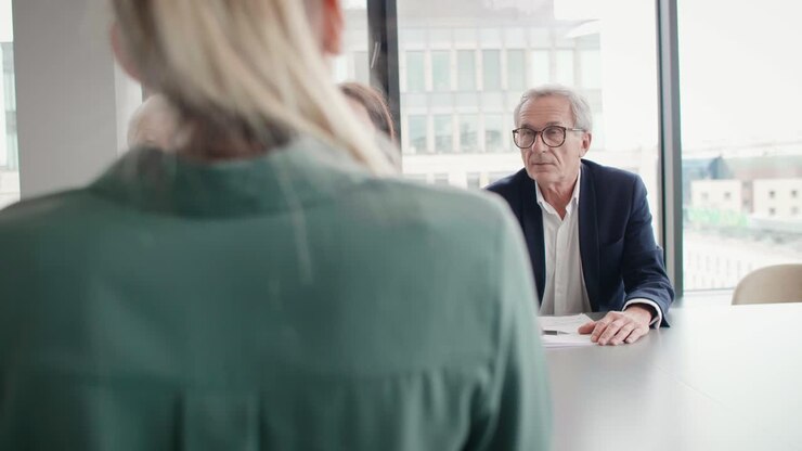 Business talks at conference table