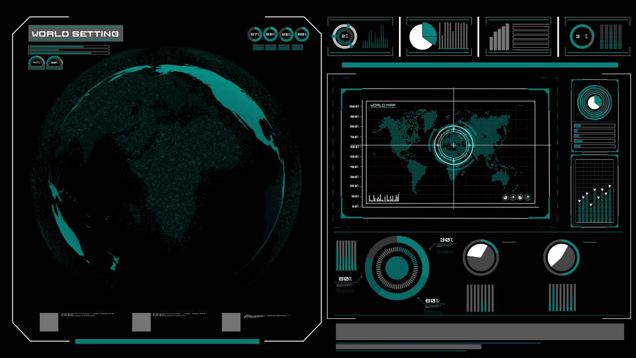 미래형 헤드업 디스플레이 디자인과 도 글로벌 네트워크 3d 렌더링