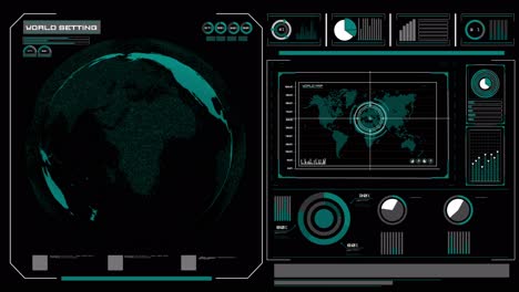 futuristic vr head-up display design with orbital global network 3d rendering