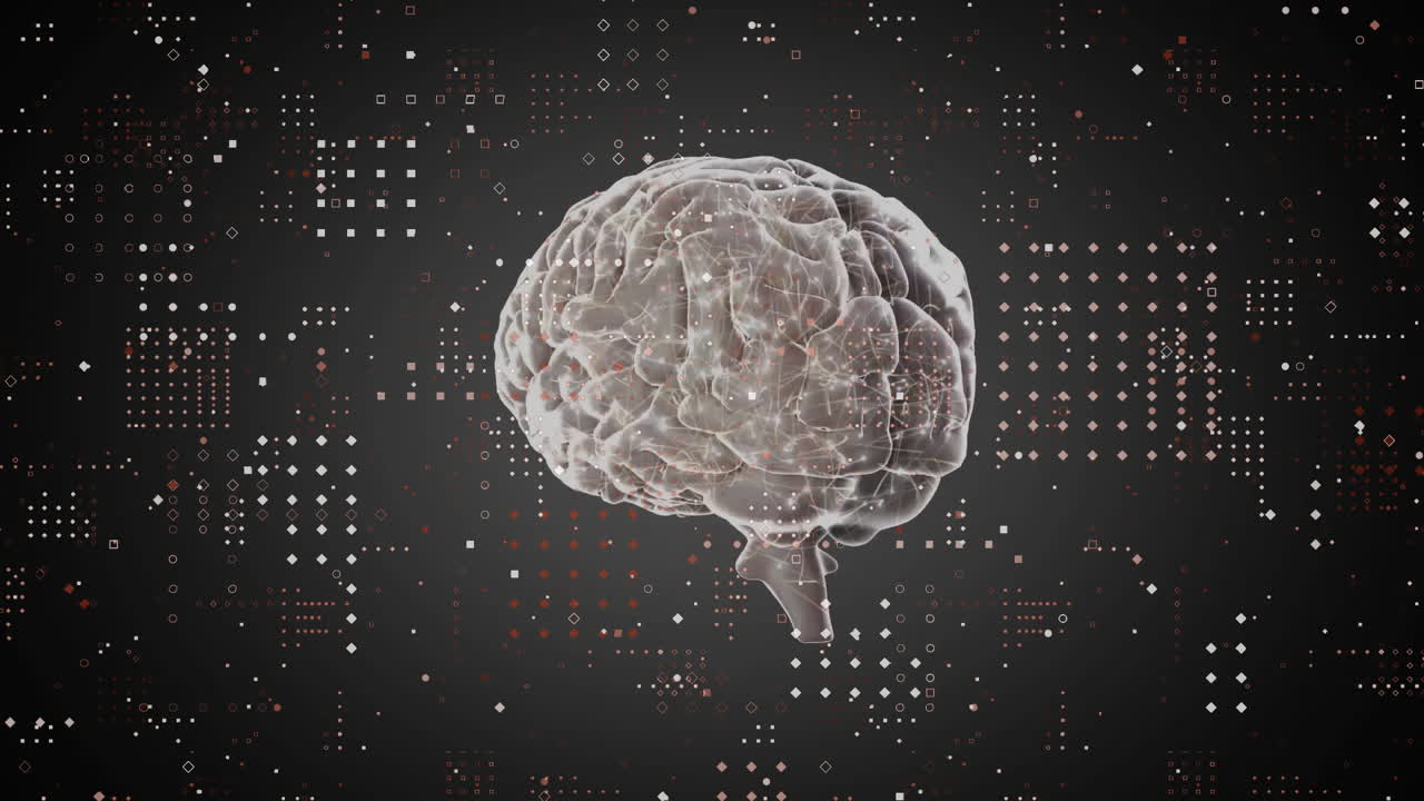 animación de manchas blancas que se mueven sobre el cerebro