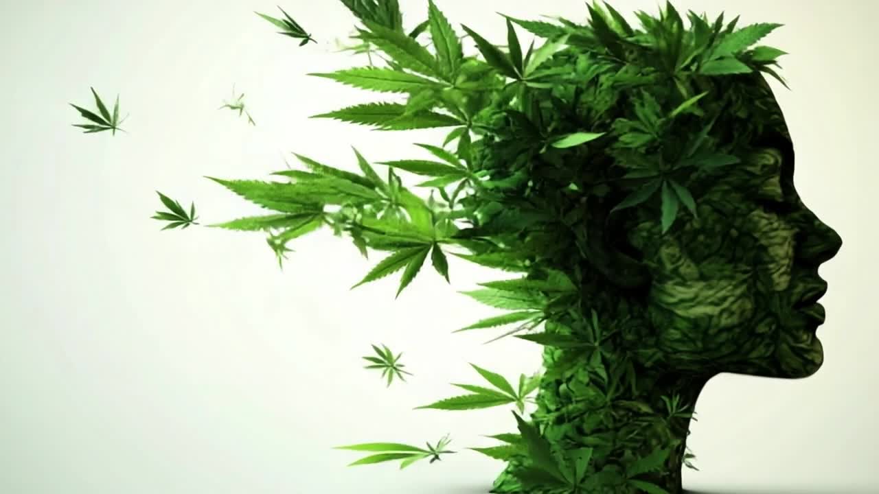 Green transformation of a human figure. A human figure gradually transforms into greenery, symbolizing nature's integration with humanity.