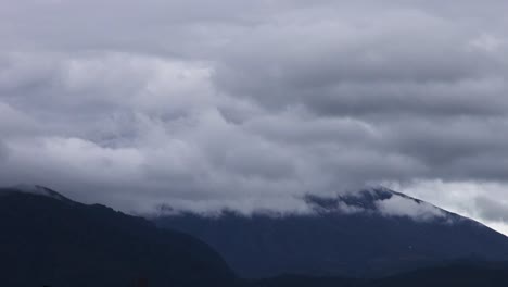 villarrica volcano, pucon, chile - april 04, 2017. clouds over villarrica volcano in pucon, chile