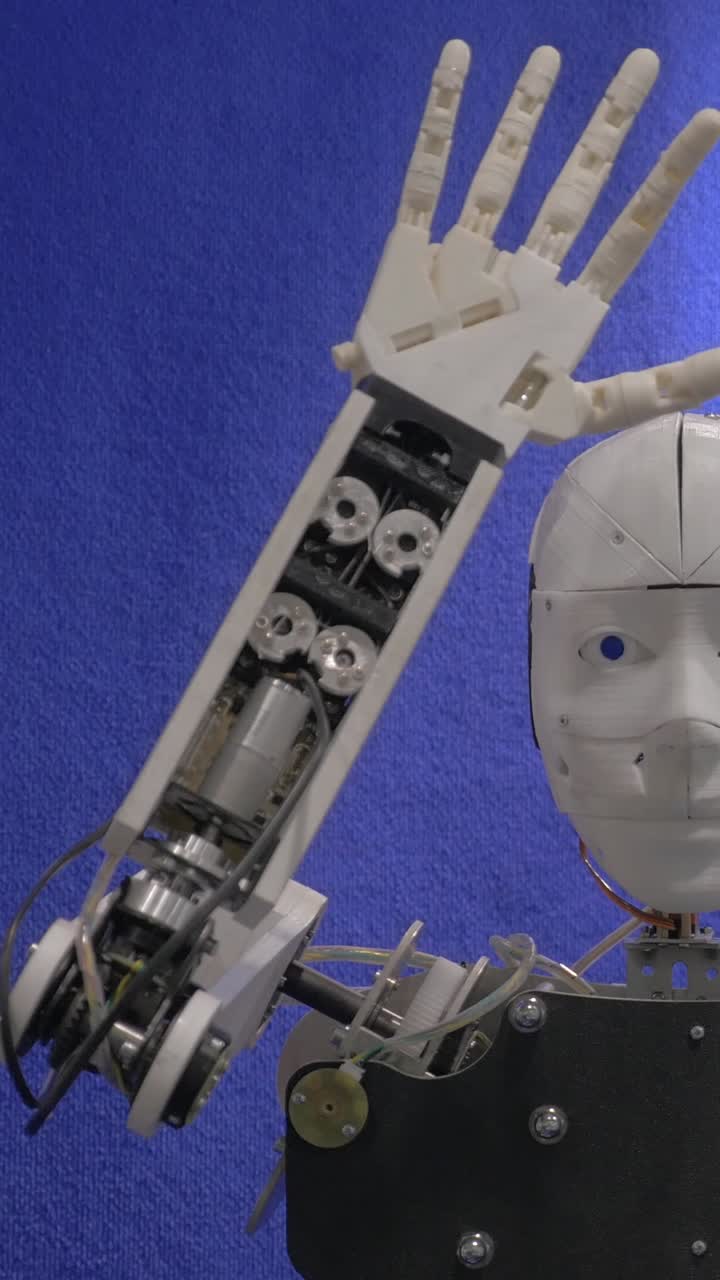 Close-up of Humanoid Robot Arm Waving