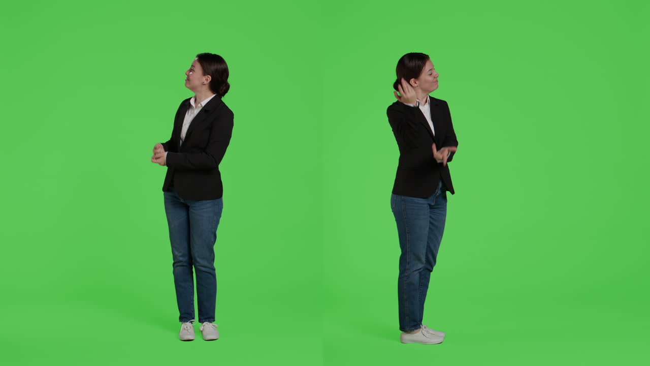Businesswoman in Suit on Green Screen