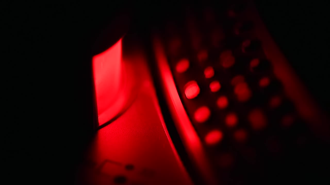 Macro red ray of light lighting vinyl player turntable
