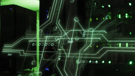 Animation of data processing over computer circuit board