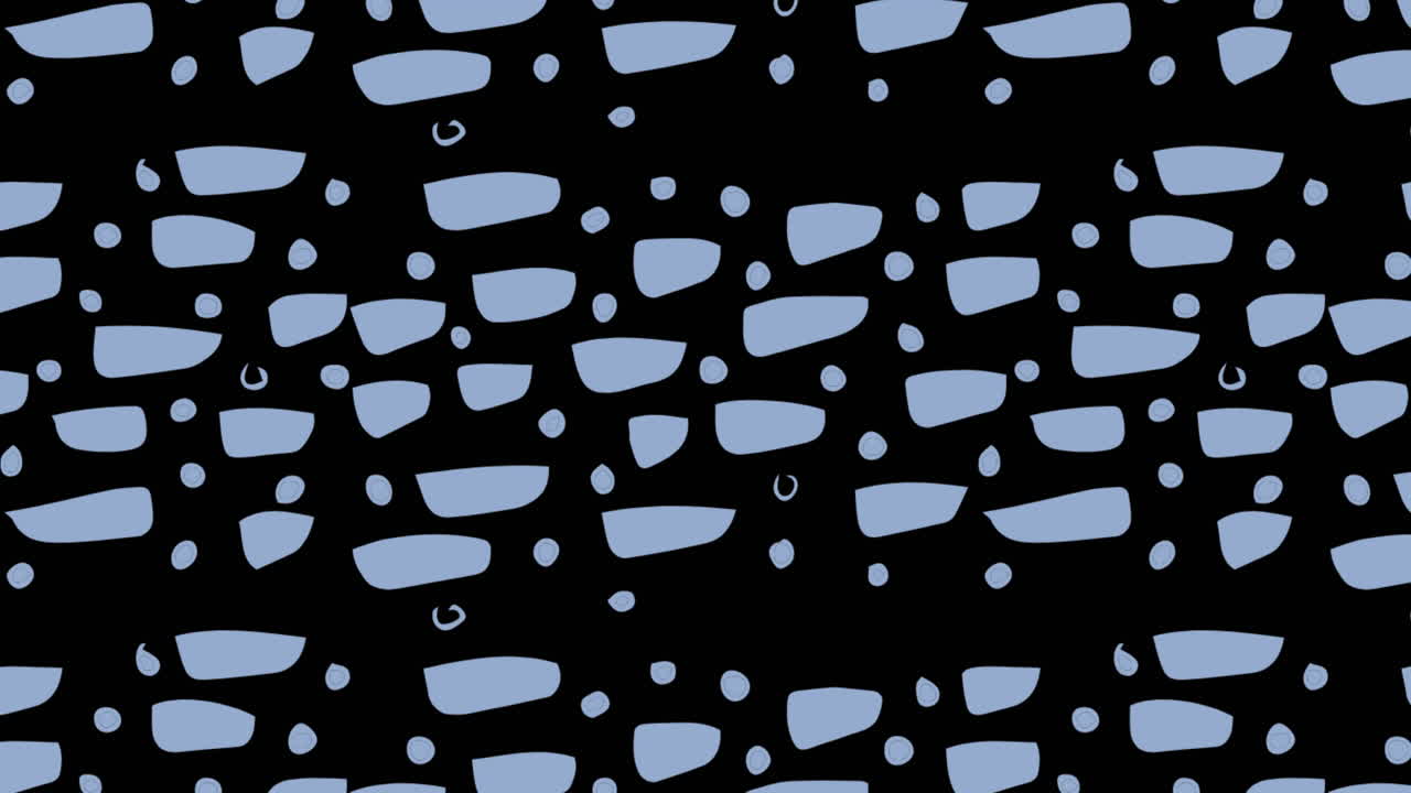 Digital animation of multiple blue abstract shapes moving against black background
